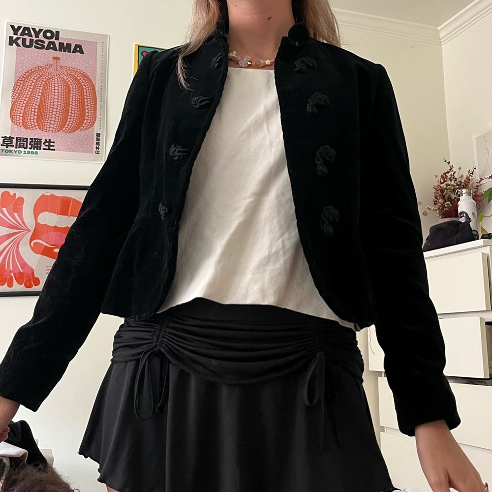 Vintage black velvet mid century jacket